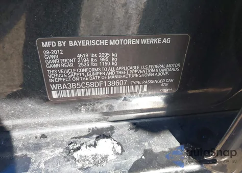 2013 BMW 328I xDrive z USA, uszkodzony, nr VIN WBA3B5C58DF138607